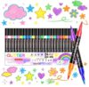 Glitter Brush Markers Set of 24 Pens, 48Colors Dual Tip