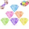 Glitter Diamond Squishy Stress Balls 6 Pack, Mini Slow Rising Sensory Fidget Toys for Kids Adults, Non-Toxic Soft TPR Squeeze Balls for Anxiety ADHD OCD Stress Relief Gifts