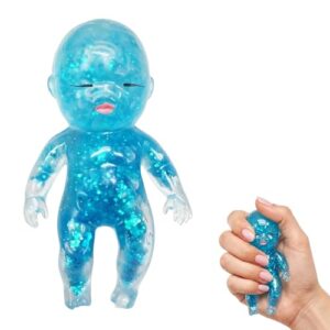 Glitter Doll Squishies Stress Ball, Sparkly Sugar Squishy Balls to Stretch, Squeeze, Stress Relief and Fidget Balls Ultra Soft Slow Rise Moldable Decompression Ball (Blue)