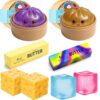 Glitter Dumpling Squishy Toy Set, Cheese Squeeze, Butter & Ice Cube Sensory Stress Relief Toys, Stress Ball Fidget Squishy Toy Set 8-Pack, Party Favors for Kids & Adults, Goodie Bag Fillers
