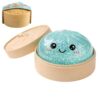 Glitter Dumpling Squishy Toys with Steamer, Soft Slow Rebound Squeeze Stress Ball for Anxiety Relief & Sensory Fidget, Cute Desk Decor for Home Office Party Favors，Light Blue