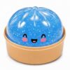 Glitter Dumpling Squishy Toys with Steamer, Soft Slow Rebound Squeeze Stress Ball for Anxiety Relief & Sensory Fidget, Cute Desk Decor for Home Office Party Favors，Light Blue