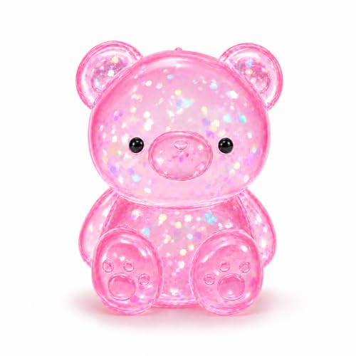 Glitter Gummy Bear Squishy Toys, Cute Bear Squeeze Fidget Toys, Soft Stretchy Glitter Squishies, Party Favors Goodie Bag Stuffers Classroom Prizes Birthday Gifts Stocking Stuffers