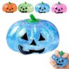 Glitter Halloween Pumpkin Stress Ball for Adults, Soft Slow Rise Glitter Dumpling Squishies Spooky Ghost Decorations, Squeeze Fidget Toy for Party Office Anxiety Relief