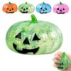 Glitter Halloween Pumpkin Stress Ball for Adults, Soft Slow Rise Glitter Dumpling Squishies Spooky Ghost Decorations, Squeeze Fidget Toy for Party Office Anxiety Relief