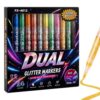 Glitter Markers for Adults 24 Colors Sparkling Double-ended Markers
