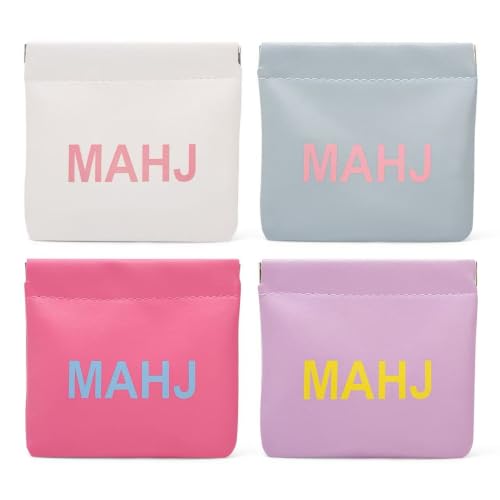 GLLCTLZ 4Pack Mahjong Dice Bags,Waterproof Leather Magnetic Mahjong Coin Purse,Mini Coin Purse for Dice, Chips, and Tiles Storage Mahjong Board Game Party Accessories Gift for Mah Jong Lover