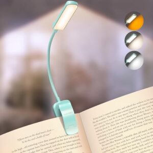 Glocusent 13 LED Rechargeable Book Light for Reading at Night, Eye-Caring 3 Amber Colors & Stepless Dimming, Lasts 1 Week to 2 Months, Travel Clip on Lamp, Gifts for Book Lovers, Men, Women & Kids