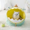 GLOGLOW Anti Slip Cat Cave Bed, Foldable Washable Soft Crystal Velvet Dog Bed with Big Mouth, Orthopedic Joint Pain Relief, Dark Cozy Hideaway for Small Dogs Cats (#1)