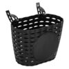 GLOGLOW Basket Thickened Plastic Black 21x12x14cm, 2 Strap Fast Install, Hollow Drain, for Scooter Junior Tricycle Ride On Storage