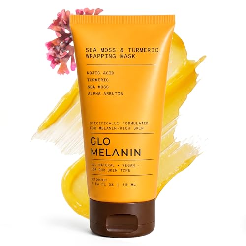 Glo Melanin Sea Moss Wrapping Peel Off Face Mask with Turmeric, Kojic Acid, Licorice Root Extract & Alpha Arbutin | Hydrating Face Mask for Dark Spots & Uneven Tone | Alcohol Free | 75ml