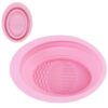 GLO&RAY Pink Silicone Makeup Brush Cleaner Mat & Foldable Scrub Bowl, Make Up Brush Cleaner Pad, Portable Travel Cleaning Tool for All Brushes, Sponges & Powder Puffs