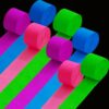 Glow in The Dark Crepe Paper Streamers, 8 Rolls Neon Black Light Decor