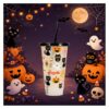 Glow in the Dark Gothic Halloween Tumbler with Lid and Straw for Adults
