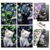 Glow in The Dark Scratch Art for Adults,A3 Rainbow Scratch Painting Craft Kit with 2 Sheets,DIY Foil Engraving & Scratch & Sketch Set,Stress Relief Gift and Creative Home Decor(Cat Series)