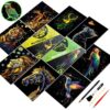 Glow in The Dark Scratch Art for Adults,A5 Rainbow Scratch Painting Craft Kit with 8 Sheets,DIY Foil Engraving & Scratch & Sketch Set,Stress Relief Gift and Creative Home Decor(Animal Series)