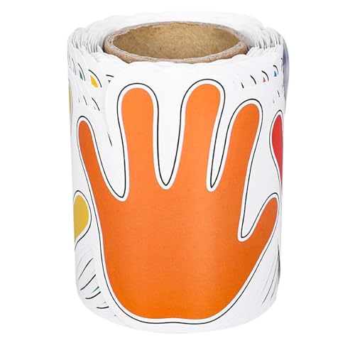 GLSTOY Colorful Handprint Bulletin Board Borders 32.8ft Roll Self-Adhesive Paper Sticker for Classroom Chalkboard Notice Display with Easy Removal and Fade-Resistant Coated Paper