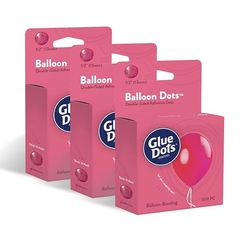 Glue Dots, Balloon Dots, Double-Sided, 1/2", 3-Pack, 900 Total Dots, DIY Balloon Arch Decoration, Glue Tape for Party Wedding Birthday, Glue Stick and Tape Alternative, Clear