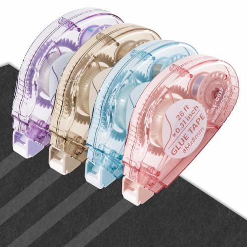 Glue Tape for Scrapbooking, Scrapbook Tape 4 Pcs, Double Sided Tape Roller for Crafts, 26 Ft x 0.31 In Tape Runner, Junk Journal Supplies, Scrapbook Supplies & Craft, Photo, Card Making Supplies.