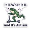 GNAART It is What It is and It's Autism Stickers Funny Frog Mental Health