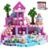 GobiDex 100PCS Magnetic Blocks Princess Building Toys for Girls 3+, Magnet Pink Castle STEM Sensory Playsets for Toddler Kids Birthday Gifts
