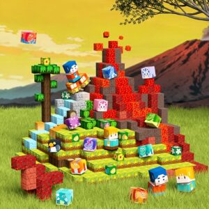 GobiDex 126PCS Magnetic Blocks Playset, Build Dinosaur MagWonder with Building Pretend Play Toys, STEM Montessori Travel Gift for Kids