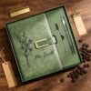 GODMERCH Personalized Teacher Birth Flower Notebook & Pen Set, Custom Name Leather Journal Gift, Birth Month Flower Journal for Teacher Appreciation, Birthday Gift for Women 5