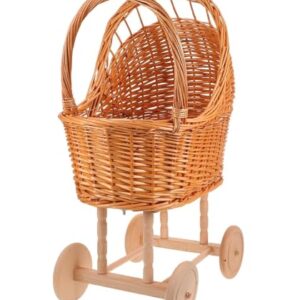 GODNOEI Woven Rattan Stroller Shaped Flower Basket