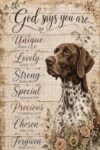 God Says You are Unique Lovely Brown and White Dog Portrait Wooden Jigsaw Puzzle 1000 Pieces for Adults Rustic Wood Background with Floral Wreath Gift for Dog Lovers Home Decor