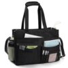 Goinsound Teacher Tote Bags For Women Work, Large Tote Bags For Women With 15 Pockets Zip Top Utility Tote Bag Handbag Nurse Bag Travel Bags For Women Men Black