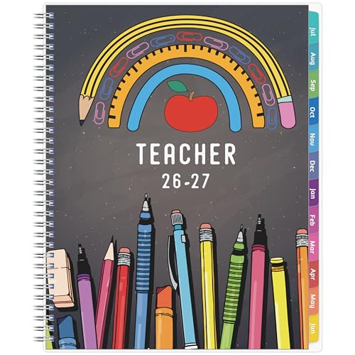GoiUnlt Teacher Planner 2026-2027, JUL. 2026 – JUN. 2027, Lesson Planner 2026-2027 Academic Year, with Tabs, Thick Paper, 2-Sided Pocket, 8.6″ x 11″ Daily Weekly and Monthly Calendar with 8 Periods
