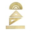 Golden Brass Ruler Set Precision Metal Drawing Tools with Protractor Triangle Squares for Architecture Drawing School Office 7 Inch