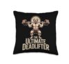 Golden Retriever Deadlifter Workout Gym Golden Retriever Throw Pillow