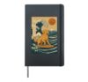 Golden Retriever Surfing Japanese Wave Great Wave Hardcover Journal, Black