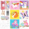 goldentime Kids Paint by Number Kits Including 6 Pre-Drawn Canvas for Painting, 6 Brushes 17 Paints and 2 Easels, Perfect Art Painting Kit, Arts and Crafts Painting for Kids Ages 8-12