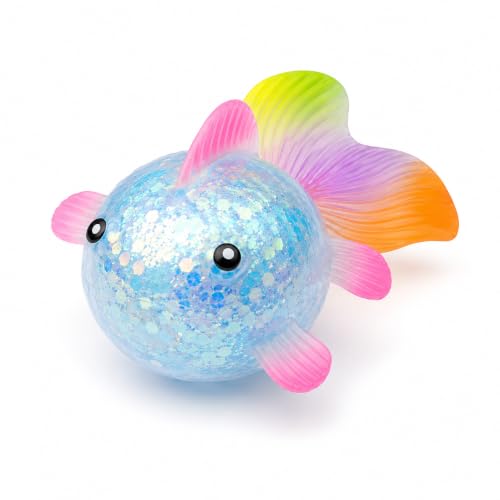 Goldfish Squishy Fidget Toy, Stress Relief Squishies Squishy Squeeze Toy for Adults, Cute Kawaii Sensory Toy Party Favor Goodie Bag Stuffer Funny Novelty Gift Desk Accessory Classroom Prizes