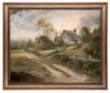 Gold Framed Wall Art, Vintage Countryside Cottage Painting Farmhouse Decor, Retro Picture Canvas Art Print for Living Room Decor (countryside cottage, 10L" x 8W"')