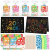 GOLDGE 20 Pack Rainbow Scratch Notebook, Scratch Art Party Favors for Kids, Bulk Goodie Bags Stuffers Girls Boys, Classroom Prizes Return Gifts for Birthday Party, Christmas Halloween Art Craft