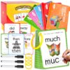 Goldge Sight Words Flash Cards Kindergarten, High-Frequency Words with Sentences Reading Writing Spelling Practice Cards with Dry Erase Markers, Learning Activities for Preschool Kids