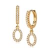 Gold Initial Earring 14K Gold Plated Dainty Tiny Diamond Cubic Zirconia Inlay Alphabet Letter Charm Drop Dangle Huggie Hoop Earrings Delicate Jewelry O