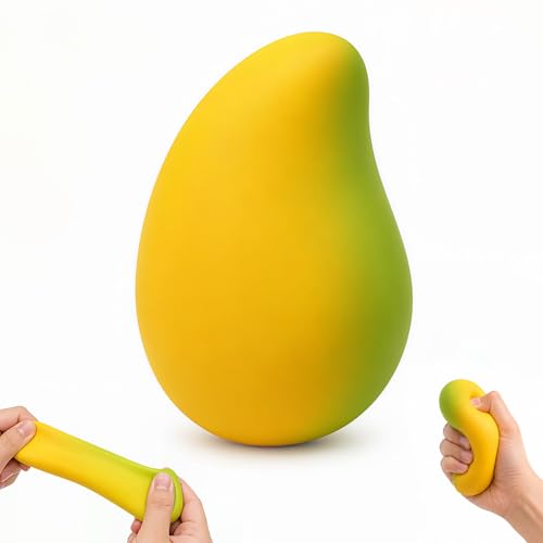 Gold Mango Squishy, Fast Rising Stress Relief Fruit, Realistic Fruit Fidget Hand Toy for Anxiety & Sensory Needs, Classroom Rewards & Calming Toys for Teens Adults (Mango)