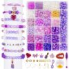 Goldwise Jewelry Making Bead Kit for Adults – Purple Glass & Clay Beads with Letter Beads and Charms, DIY Bracelets & Fashion Accessories Supplies