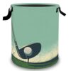 Golf Laundry Basket Hamper, Organizer Bins Gifts for Women Kids, Golf Club and Ball Foldable Waterproof Clothes Hamper Handles Storage Bucket for Bedroom Bathroom Room Decor 19.7"x15.7"