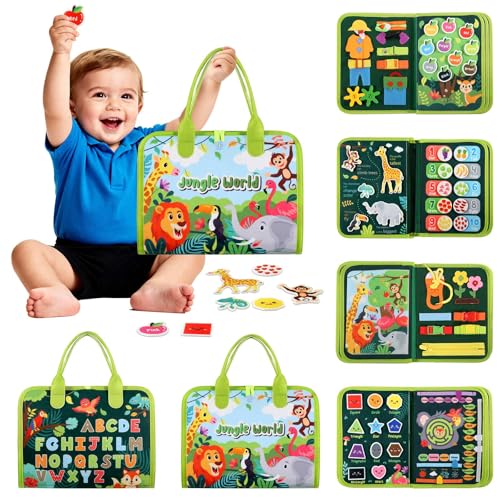 GOLIYEAN Toddler Busy Board - Montessori Toys for Toddler Boy Girl Birthday Gifts, Educational Learning Sensory Busy Book for Toddlers, Quiet Activity Books for Toddlers, Travel Toys for Airplane Car