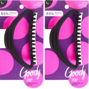 Goody Forever SlideProof Claw Clip - Black, Extra-Large, 3X Stronger, Secure Grip Jumbo Hair Accessories for Women & Men, Styling Accessories for All Occasions, Hair Clip for Thick Hair (Pack of 2)