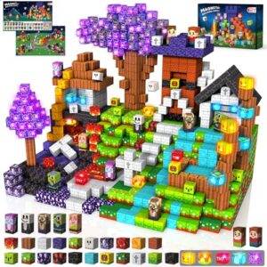 Goody King 150pcs Magnetic Blocks with Light Blocks, Stem Educational Magnet Toys for Kids Ages 3+, Montessori Magnetic Cubes, Creative Construction Building Cubes Set for Boys Girls
