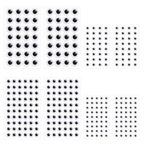 Googly Eyes, 8 Sheets Assorted Sizes Self Adhesive Googly Eyes for Crafts Black White Wiggle Eyes Samll Googly Eye Stickers for DIY Crafts Scrapbooking Decoration Doll Making (8mm, 10mm, 12mm, 18mm)