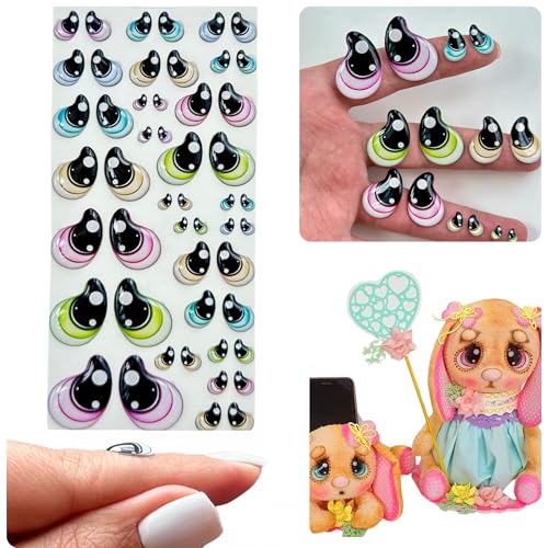 Googly & Wiggle Eyes 3D Resin – Multicolor Self-Adhesive Set 75-M (50 pcs, 25 Pairs, 5–22 mm) – for Polymer Clay, Dolls, Slime, Amigurumi, Cold Porcelain & Felt Crafts