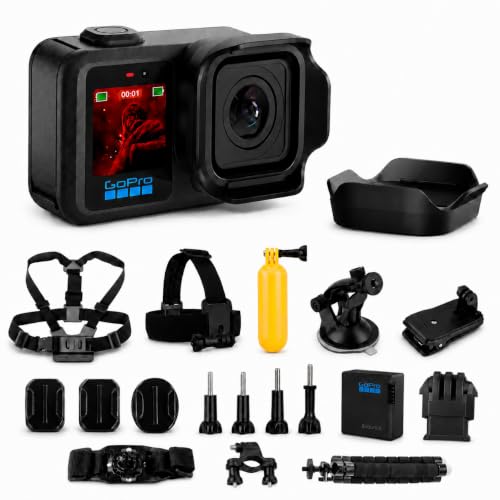 GoPro Mission 1 PRO Compact Cinema Action Camera with 8K60 Video, 1" Sensor, 50MP Photos, 960fps Slow Motion, HyperSmooth Stabilization, 47-Piece Accessory Kit, Head Strap, 1-Year Warranty