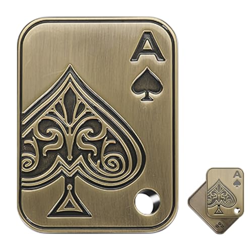 GoQQby Fidget Toys Adults, Metal Keychain Poker Fidget Slider, Magnetic Poker Push Card, Cool Office Gadgets, Relieve Stress, Gift Fidget Toys for Men (Gold)